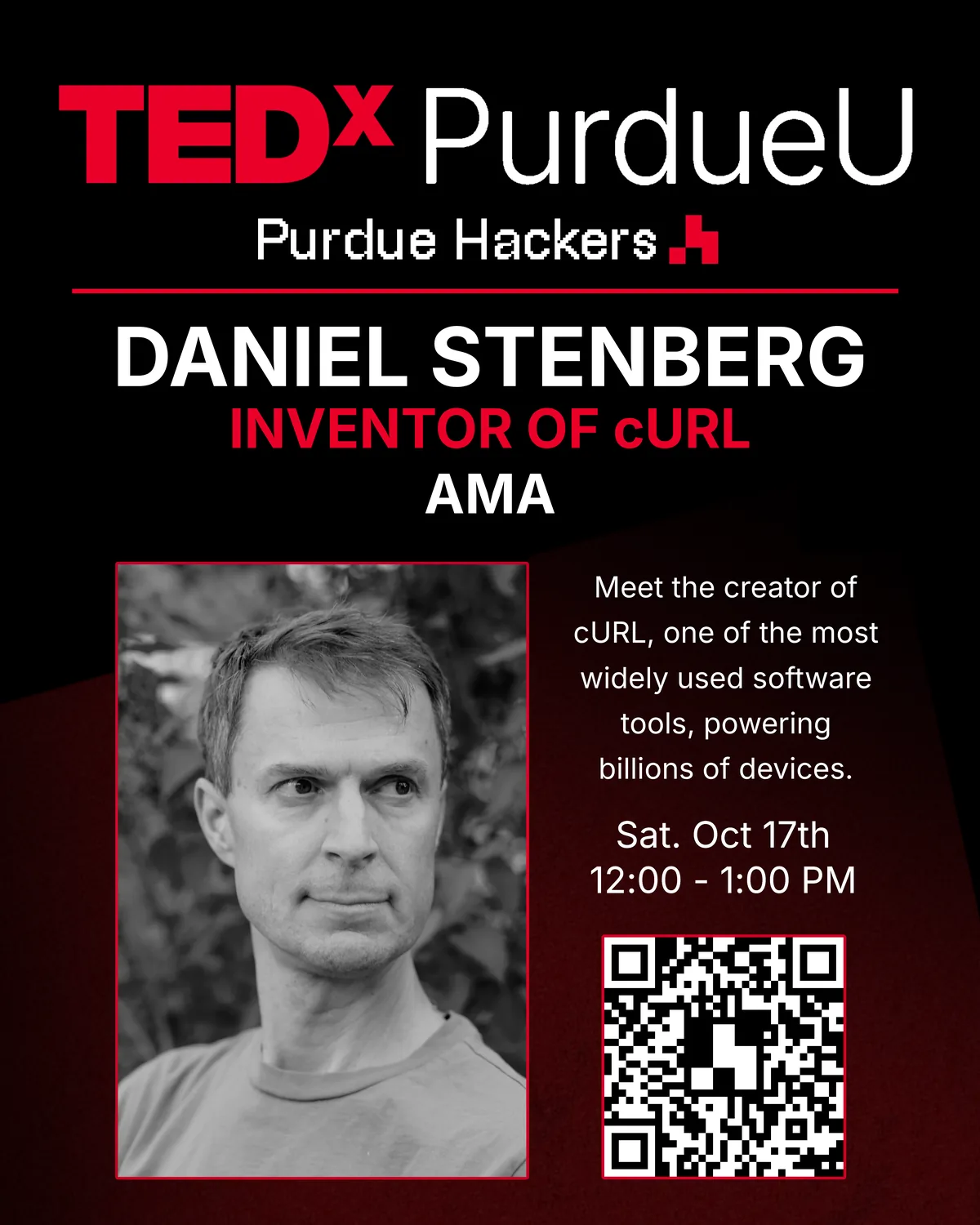 Flyer for the AMA with Daniel Stenberg, Sat Oct 17 at 12:00 PM